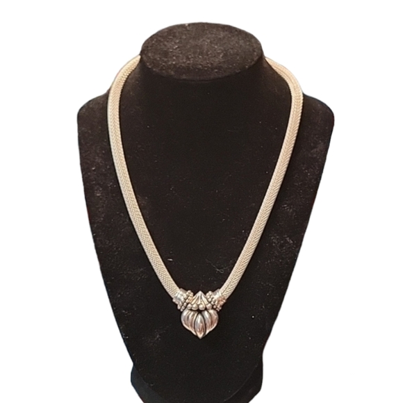 Joseph Esposito Vintage Sterling Heart Mesh Necklace - Picture 3 of 10